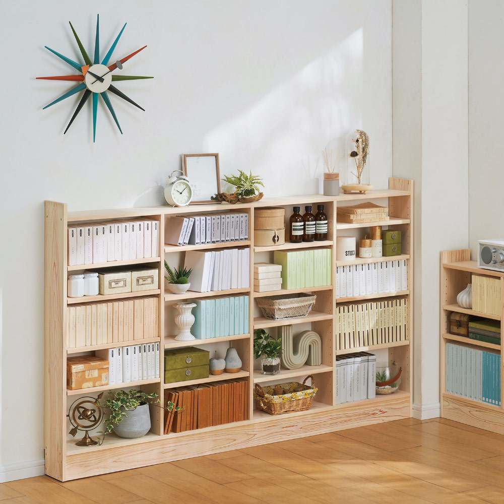 薄型奥行15cm国産東濃檜の天然木頑丈ラック 幅150cm高さ100cm 通販