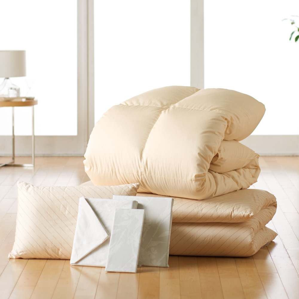 綿100％生地のダニゼロック 羽毛掛け布団 シングルロング 通販 - ディノス