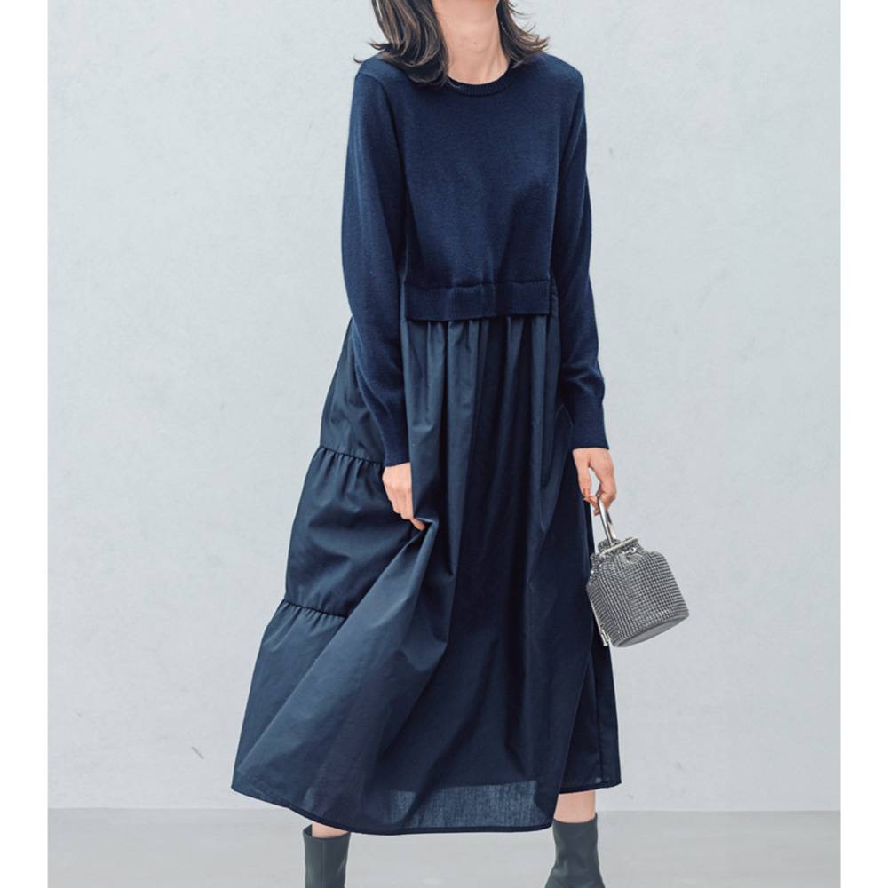 異素材ドッキングワンピース 通販 - ディノス