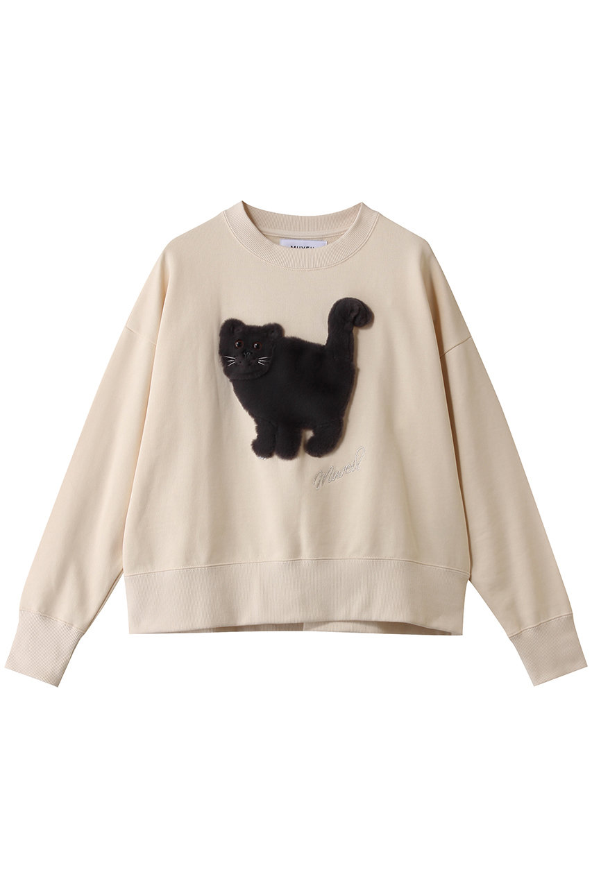 MUVEIL(ミュベール)｜ネコ裏毛裏毛プルオーバー/ベージュ の通販
