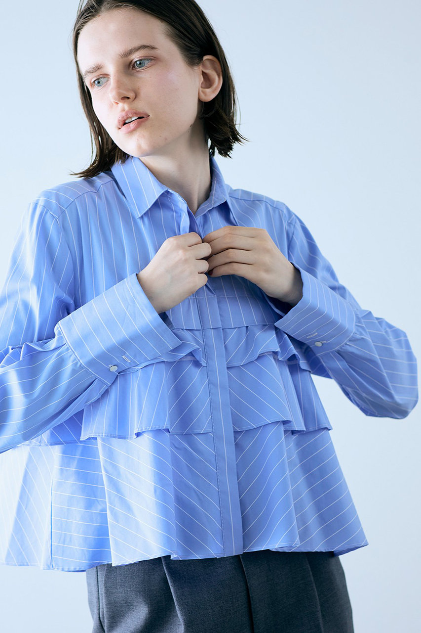 MARILYN MOON(マリリンムーン)｜レイヤードラッフルブラウス/ブルー