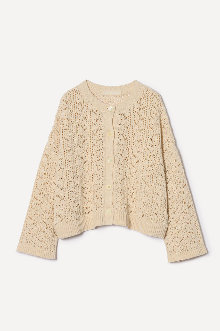 PRISTINE(プリスティン)｜透かし編みカーデ/ナチュラル の通販