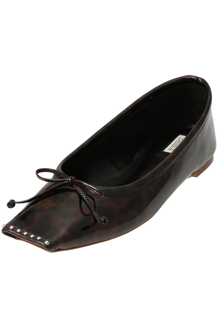 CHEMBUR(チェンバー)｜スクエアトゥスタッズパテントバレエシューズ