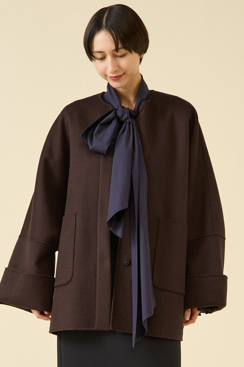 martinique(マルティニーク)｜ウールリバーノーカラーコート/ブラウン