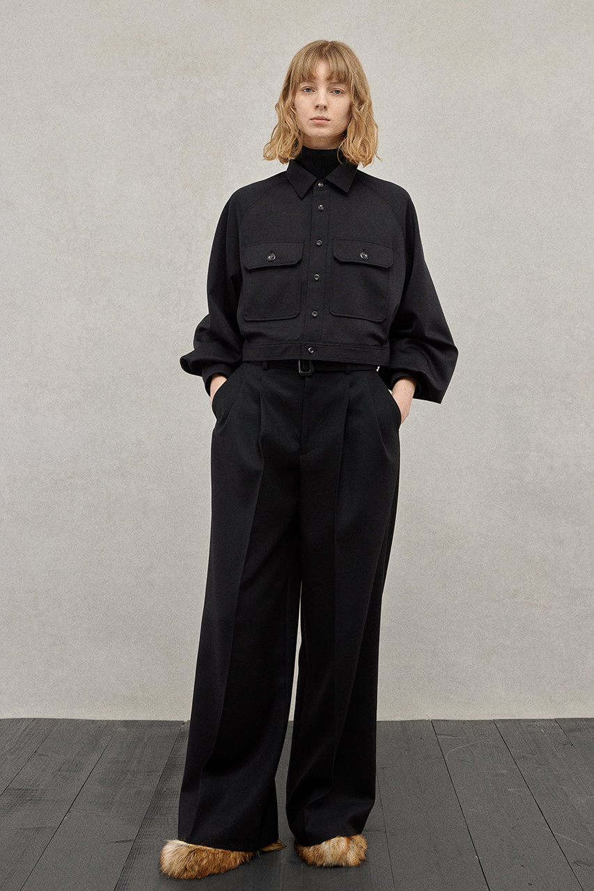 THE RERACS(ザ・リラクス)｜2タックベルテッドパンツ/ブラック の通販