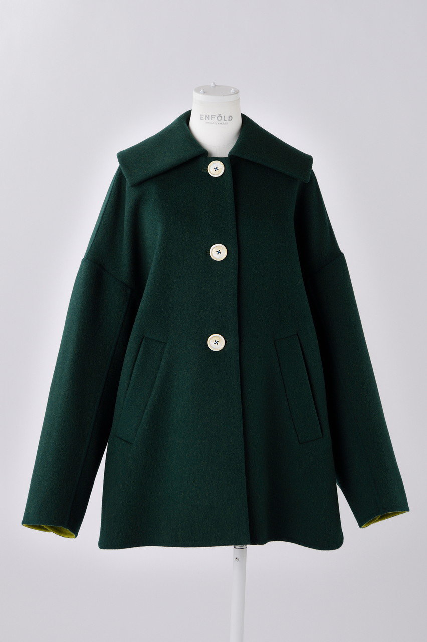 ENFOLD(エンフォルド)｜ウールリバー フラットカラーショートコート