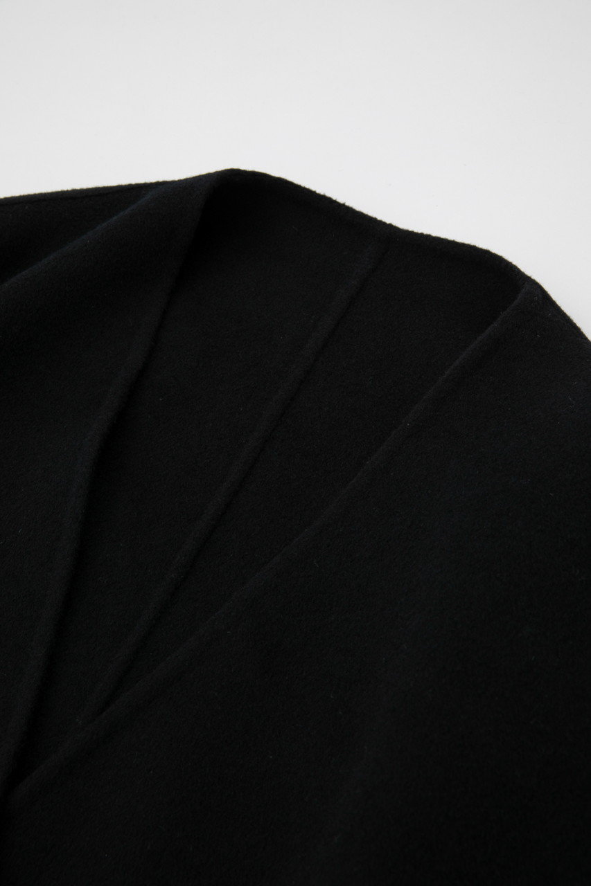 ENFOLD(エンフォルド)｜ウールリバー ノーカラーワイドコート/ブラック