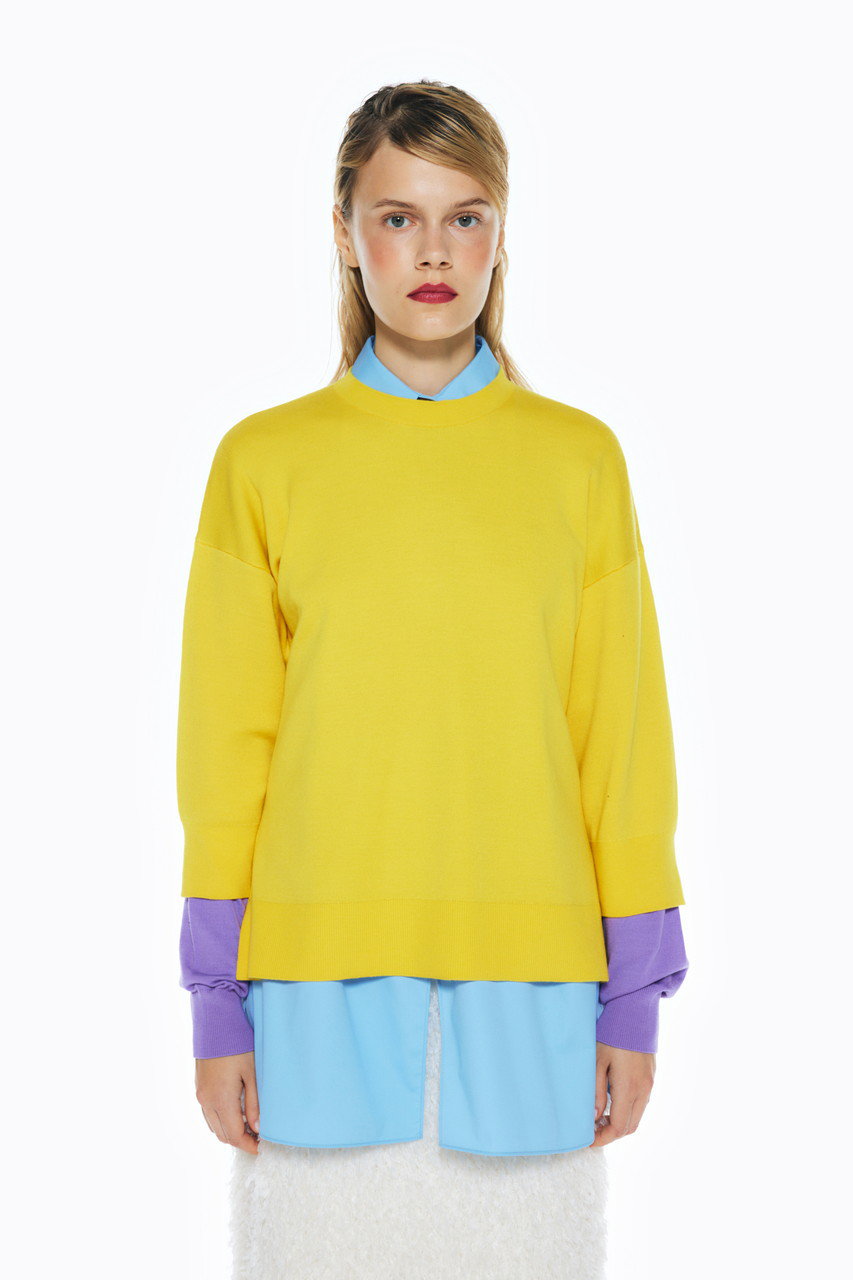 ENFOLD(エンフォルド)｜レイヤードニット P.O/プルオーバー/イエロー