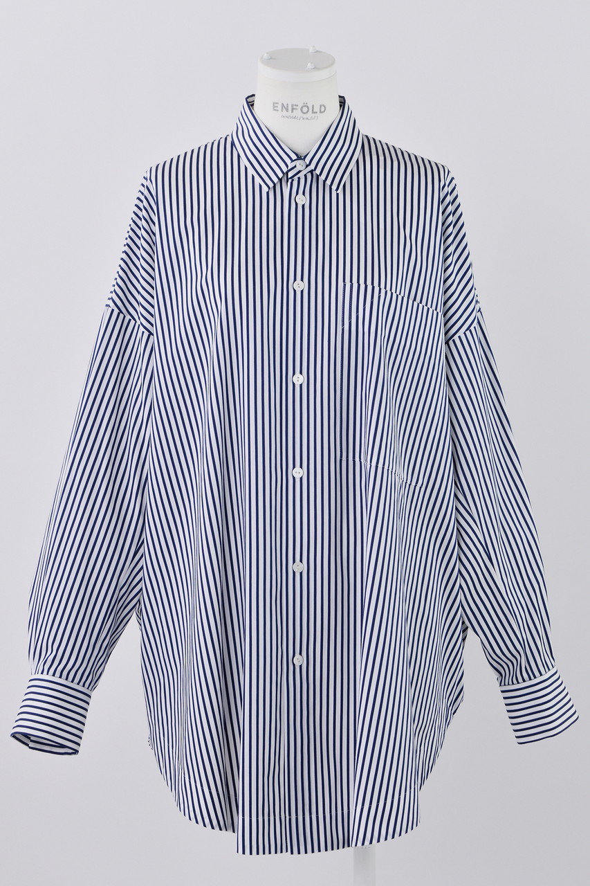 ENFOLD(エンフォルド)｜COストライプ サークル SH/シャツ/ブルー の