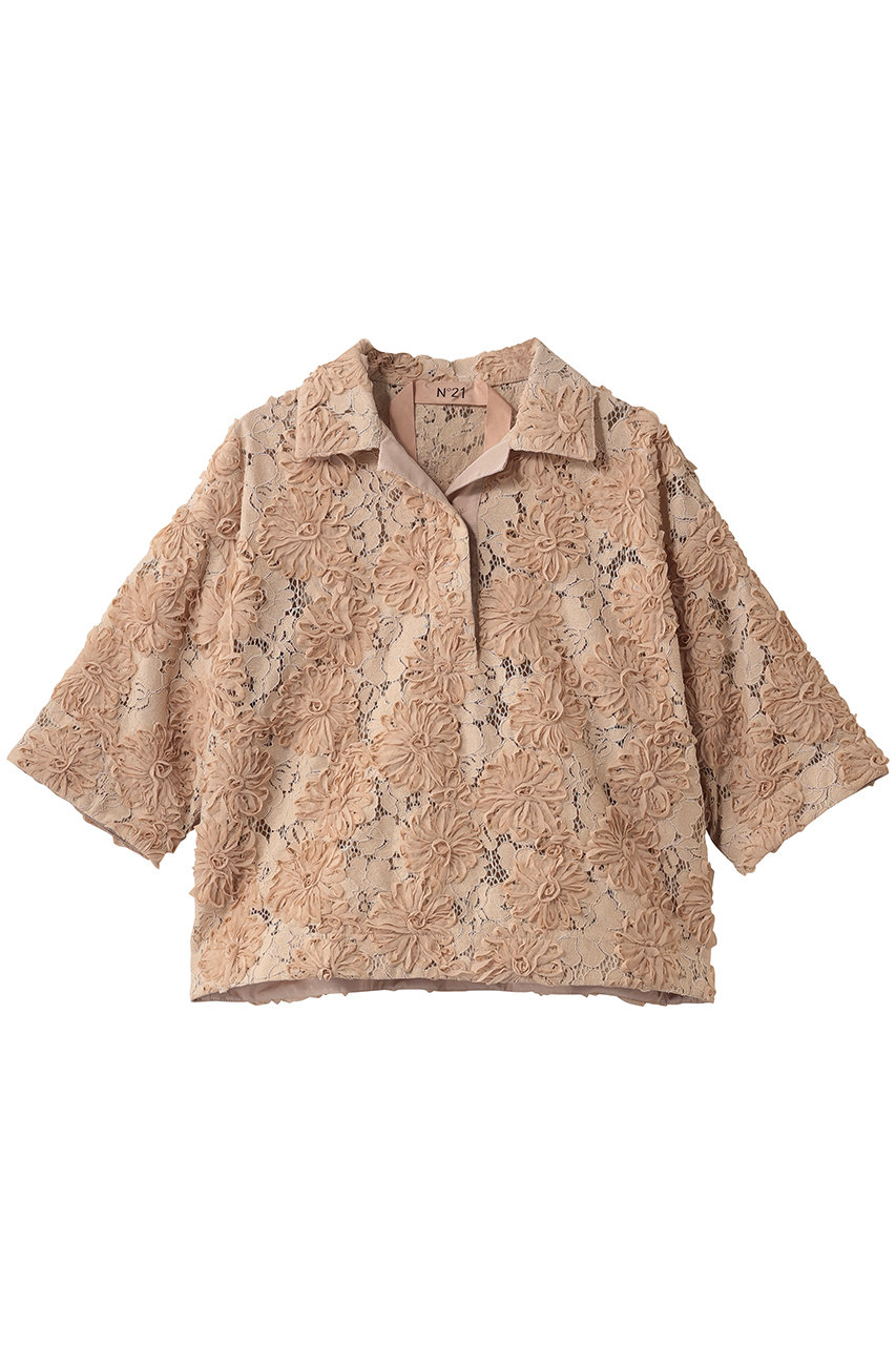 N°21(ヌメロ ヴェントゥーノ)｜フラワーエンブロイダリーポロシャツ