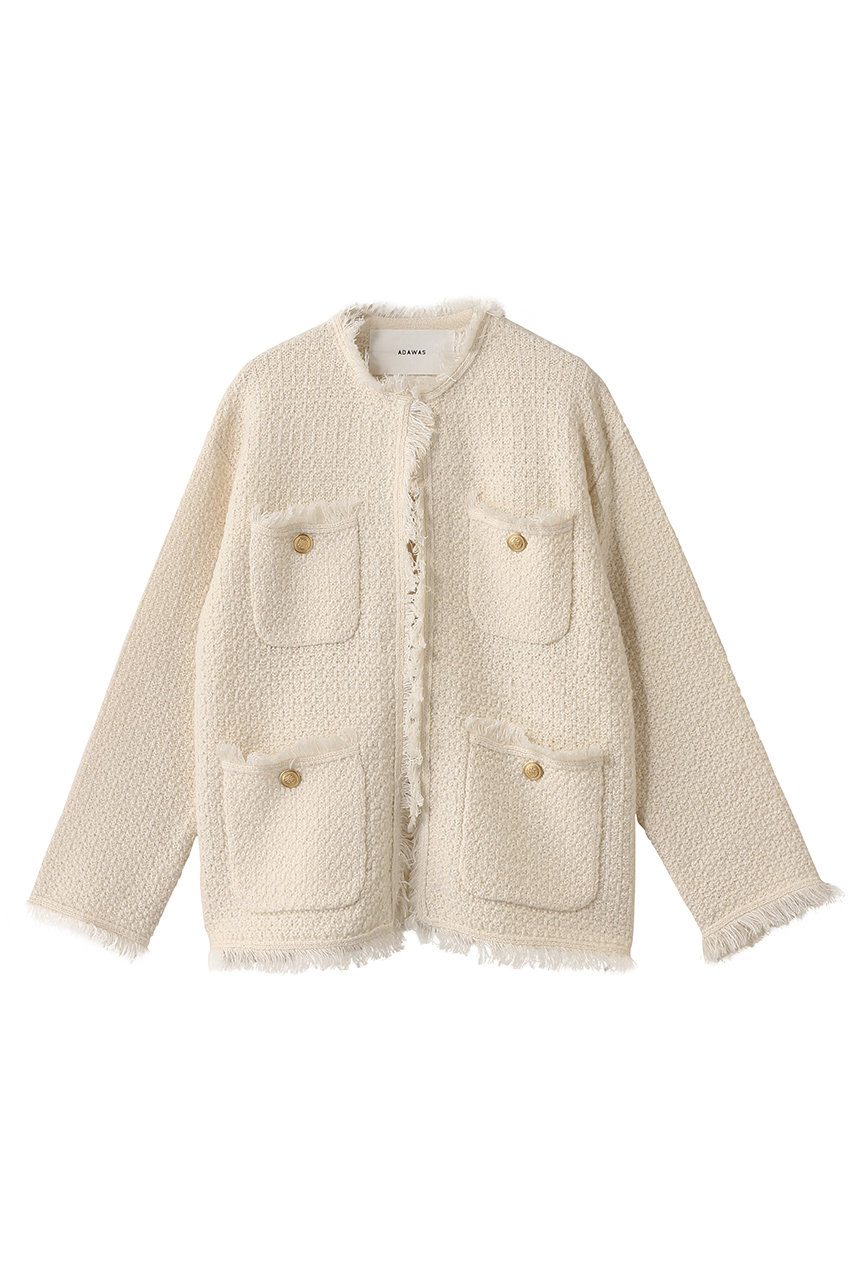 ADAWAS(アダワス)｜TWEED ニットジャケット/ミルク の通販｜ELLESHOP