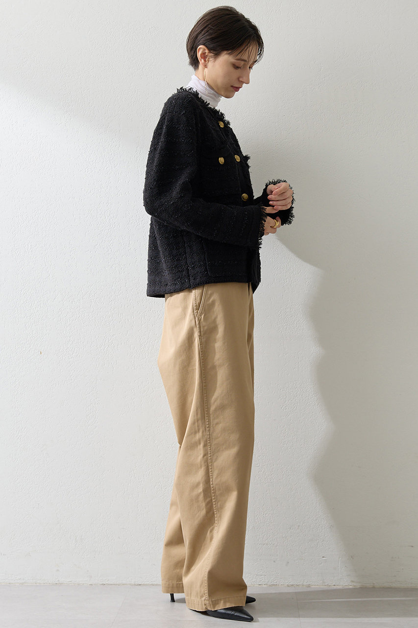 Whim Gazette(ウィム ガゼット)｜ツィードニットジャケット/ブラック