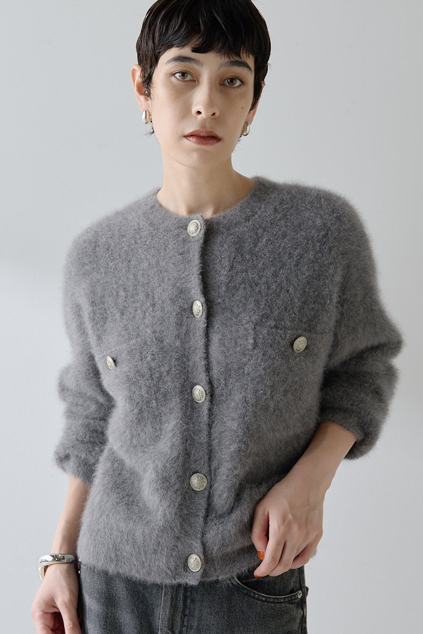 Whim Gazette(ウィム ガゼット)｜ファーボタンジャケット/グレー の