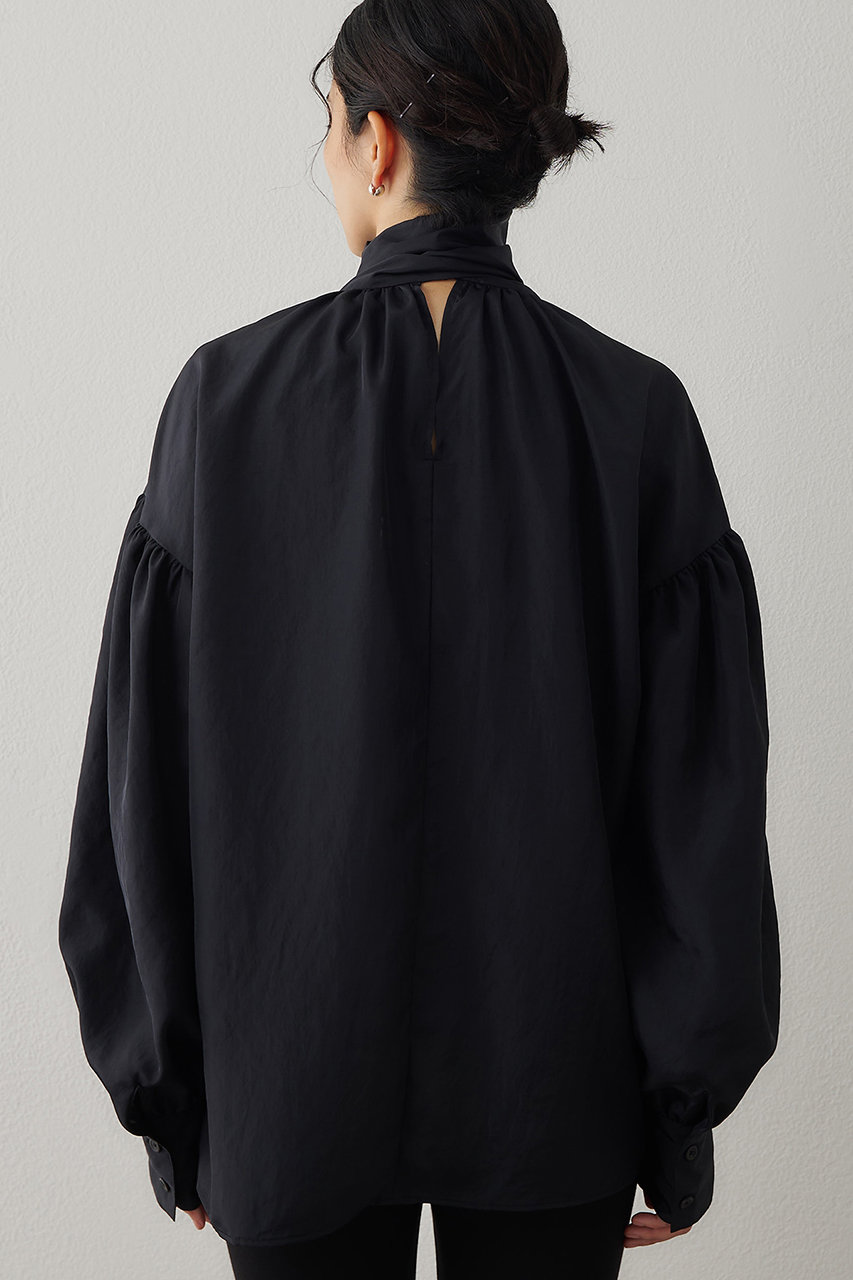 Whim Gazette(ウィム ガゼット)｜シルキーボウタイブラウス/ブラック