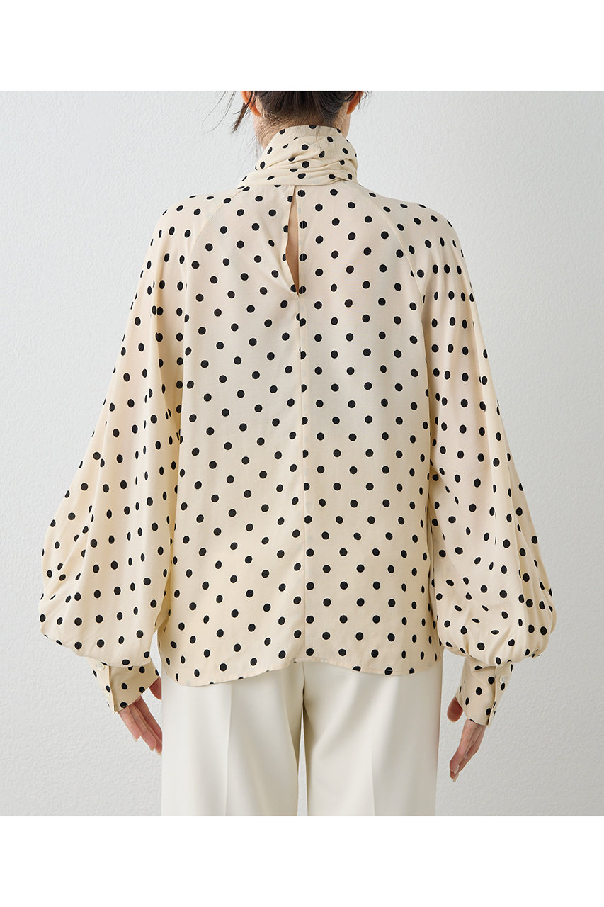Whim Gazette(ウィム ガゼット)｜ドットボウタイブラウス/ベージュ の