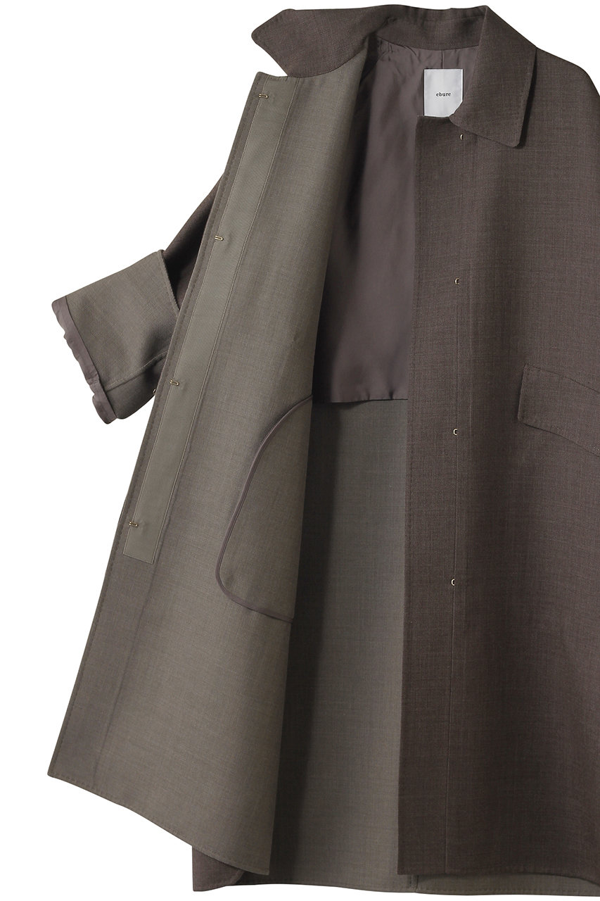 ebure(エブール)｜ライトウールリバー ステンカラーコート/ブラウン の