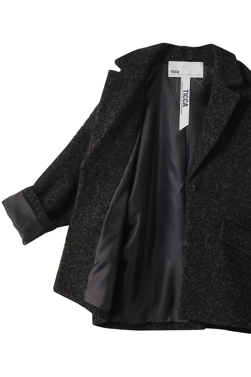 TICCA(ティッカ)｜ミックスツイードジャケコート/ブラックミックス の