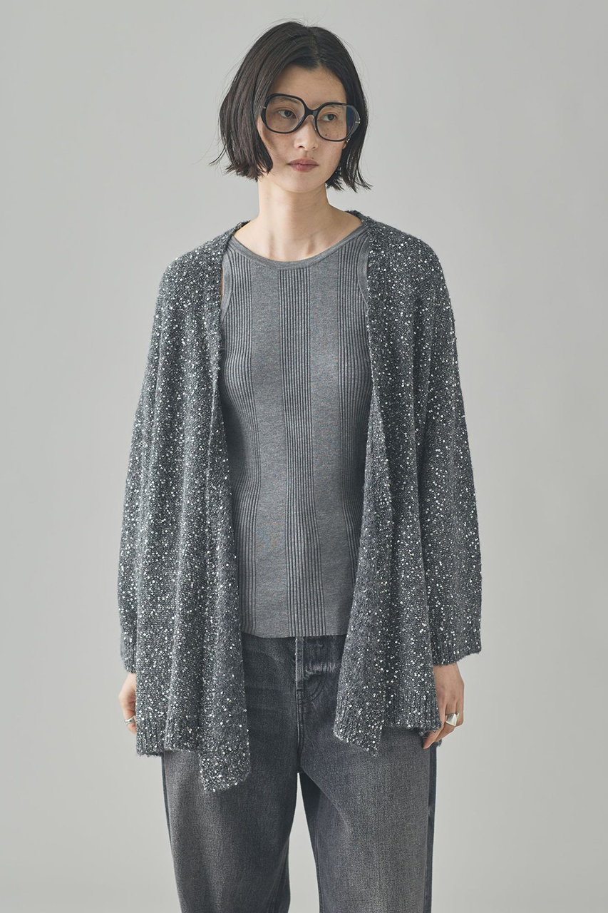 Curensology(カレンソロジー)｜スパングルニットカーディガン/グレー
