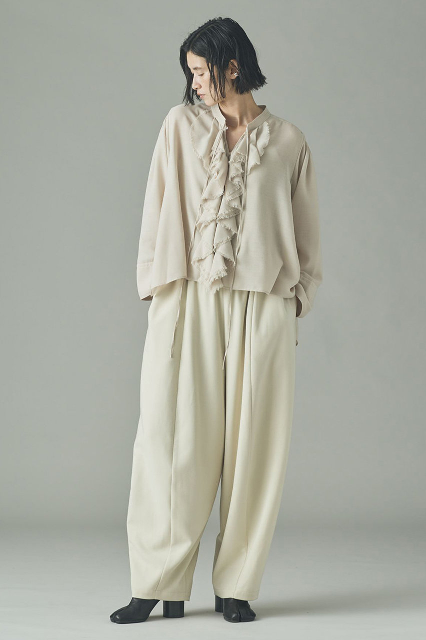 Curensology(カレンソロジー)｜ウールMIXビエラフリルブラウス/オフ