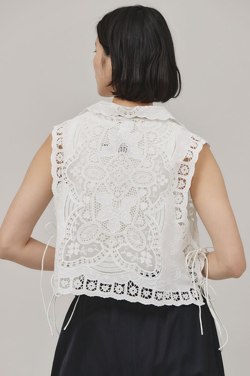 Curensology(カレンソロジー)｜エンブロイダリーブラウス/ホワイト の