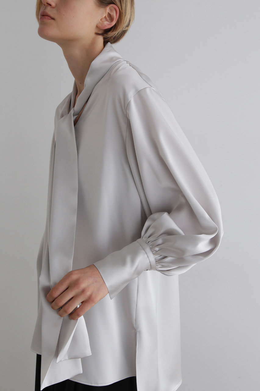 LE PHIL(ル フィル)｜クラシックサテンブラウス/グレー の通販
