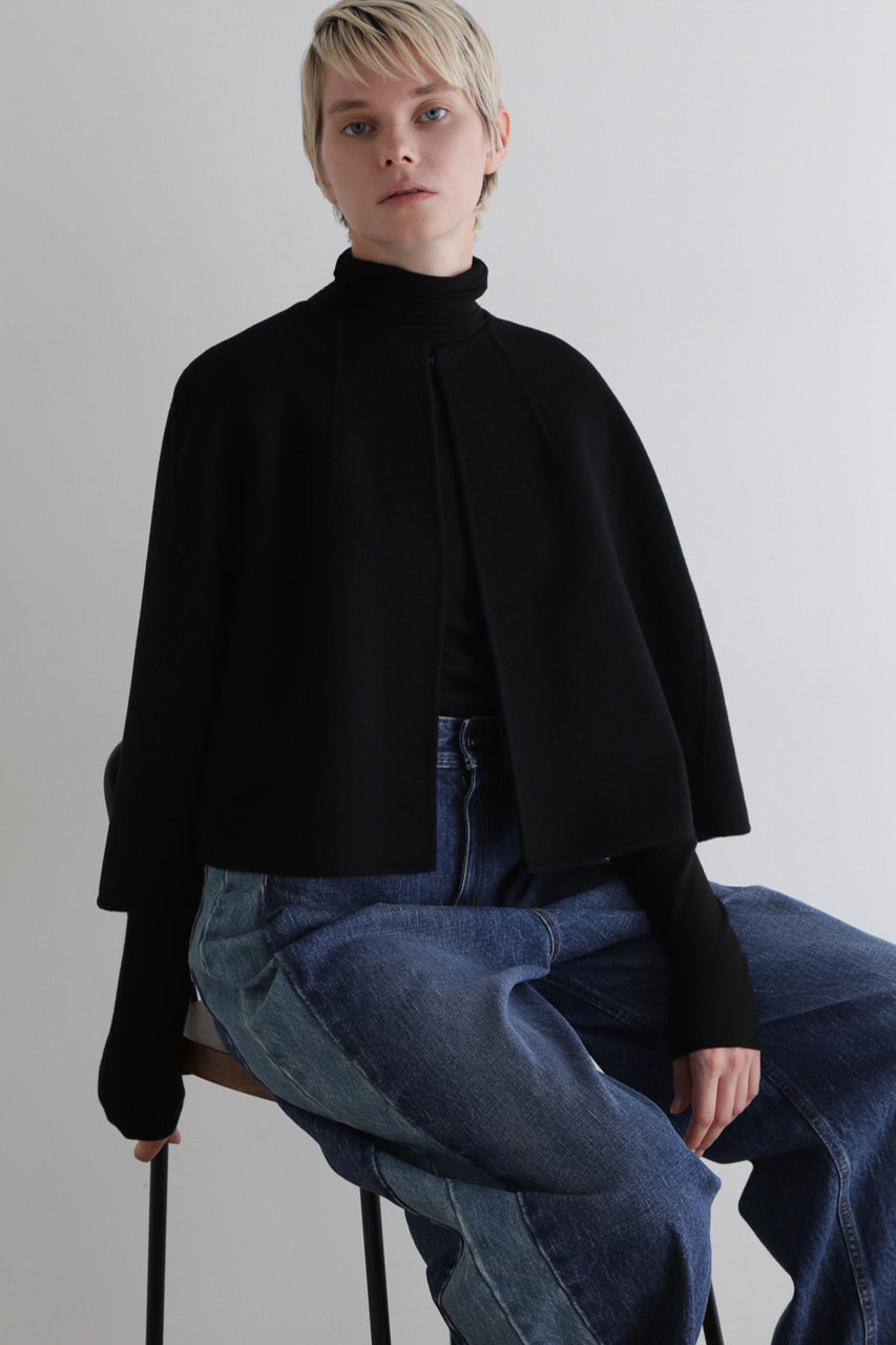 LE PHIL(ル フィル)｜ピュアカシミアショートケープ/ブラック の通販