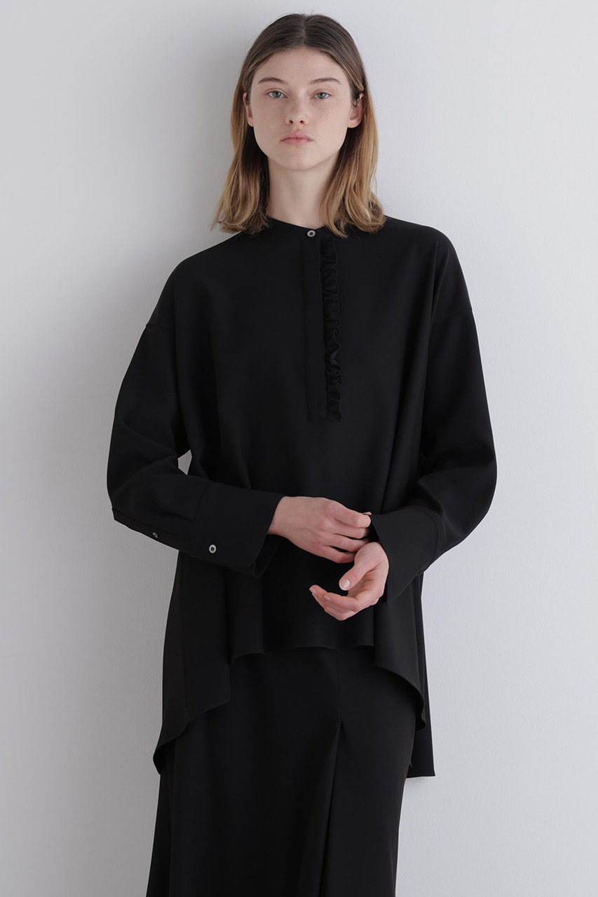 LE PHIL(ル フィル)｜2WAYツイルドレープブラウス/ブラック の通販