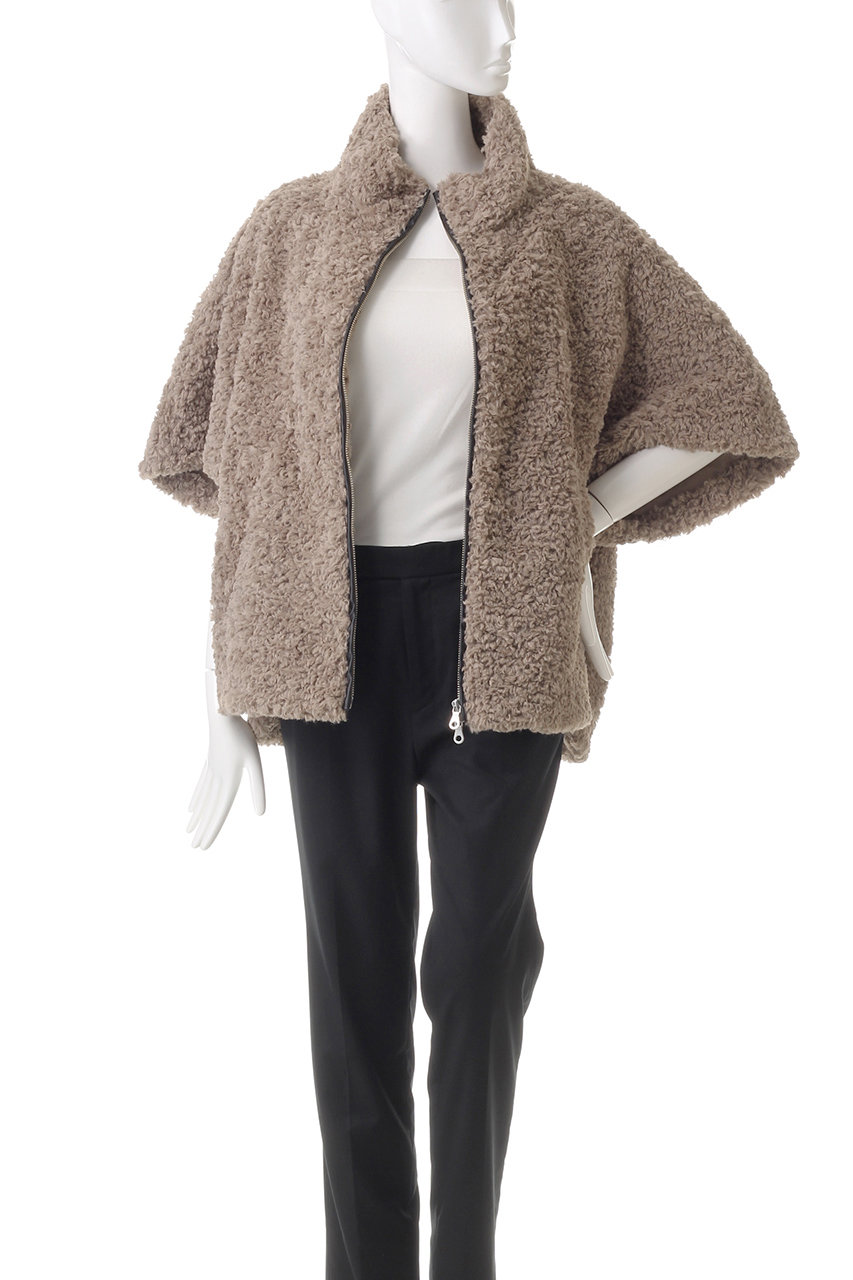 three dots(スリードッツ)｜プードルボア ポンチョベスト/オフホワイト