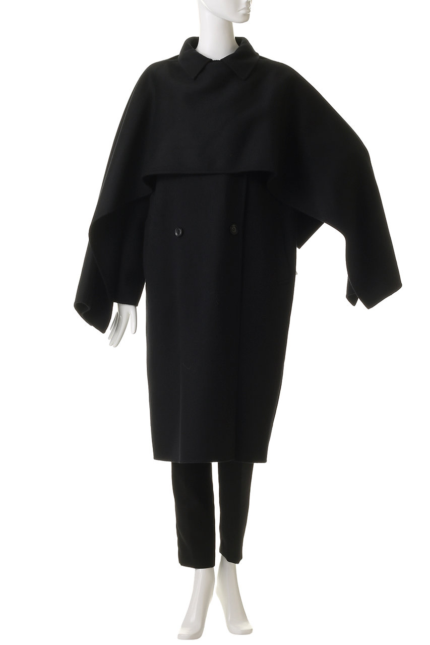 esteta(エステータ)｜ウールリバー ケープ付き コート/ブラック の通販