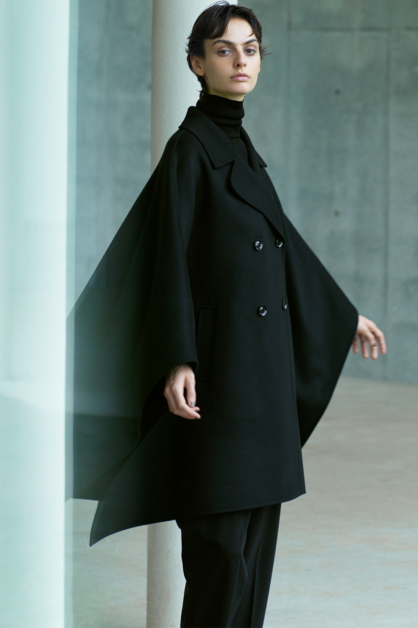 esteta(エステータ)｜ウールリバー ポンチョ コート/ブラック の通販