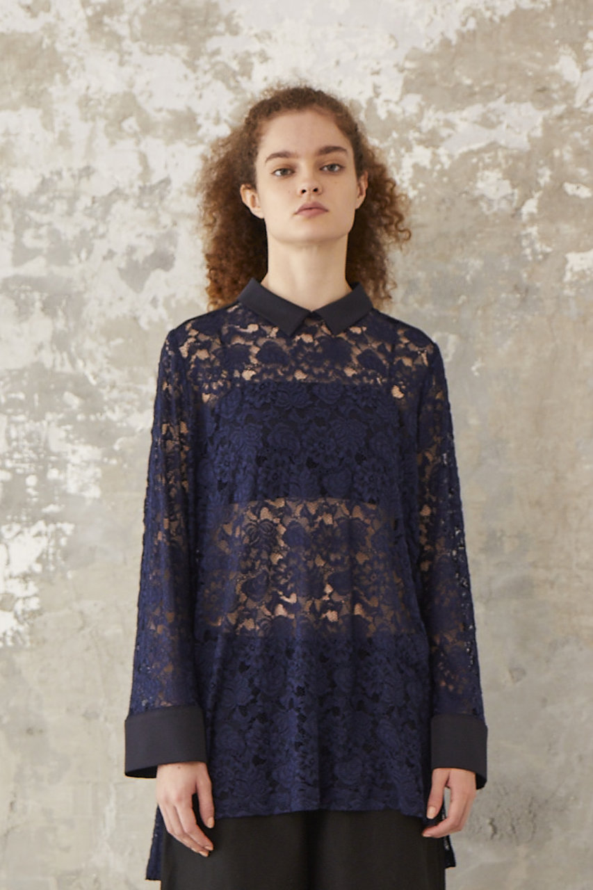 LOKITHO(ロキト)｜レースロングスリーブシャツ/ネイビー の通販