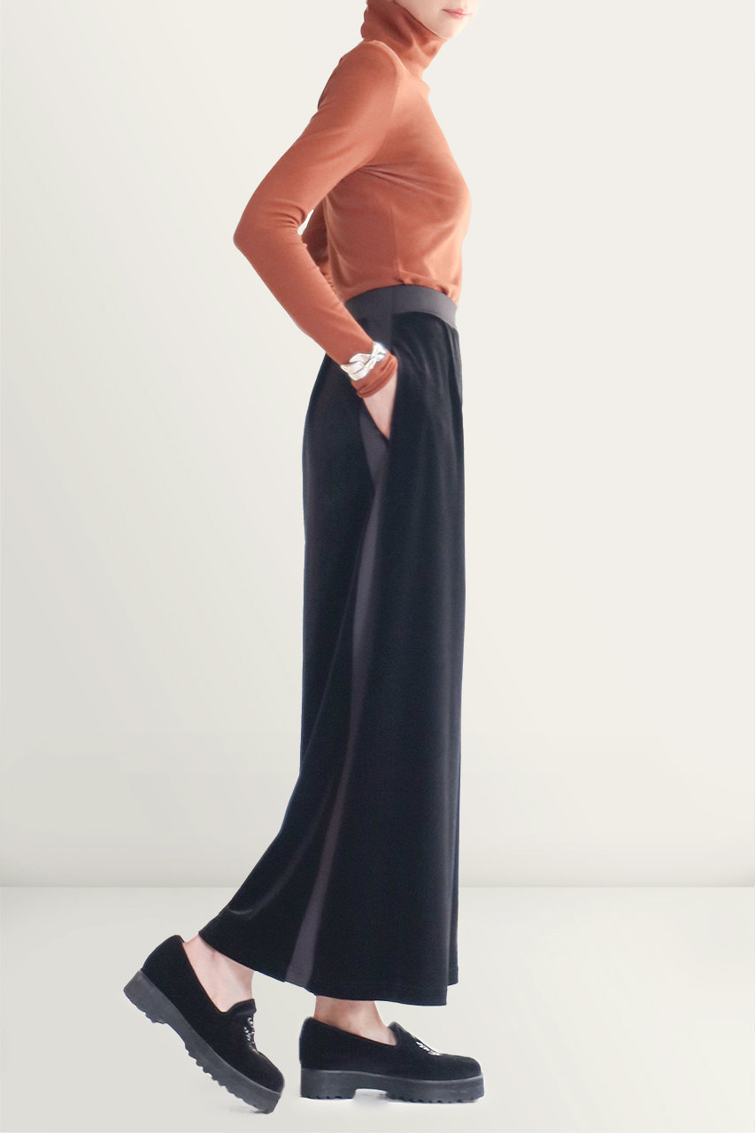 DAISY LIN(デイジーリン)｜Tuxedo Velour Pants/ベルベットブラック の