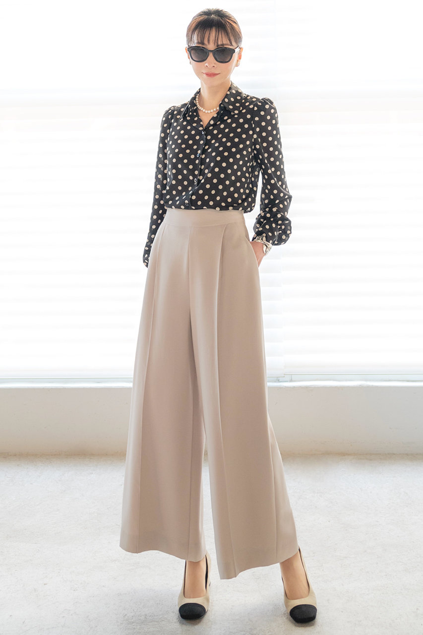 DAISY LIN(デイジーリン)｜Blouse “Dots Lady”/ブラック×ベージュ の