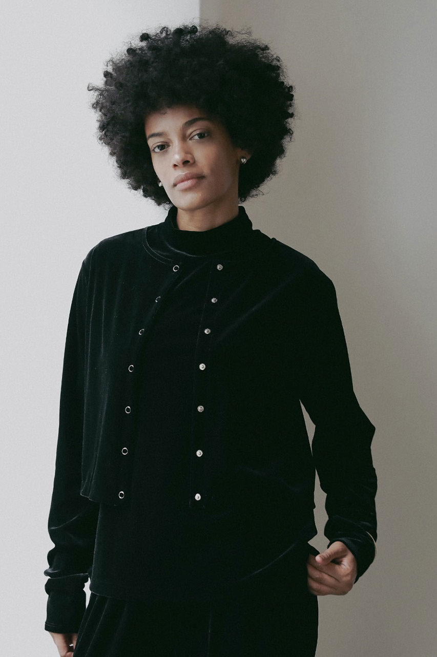 HER.(ハー)｜ベロアカーディガン/ブラック の通販｜ELLESHOP・(エル