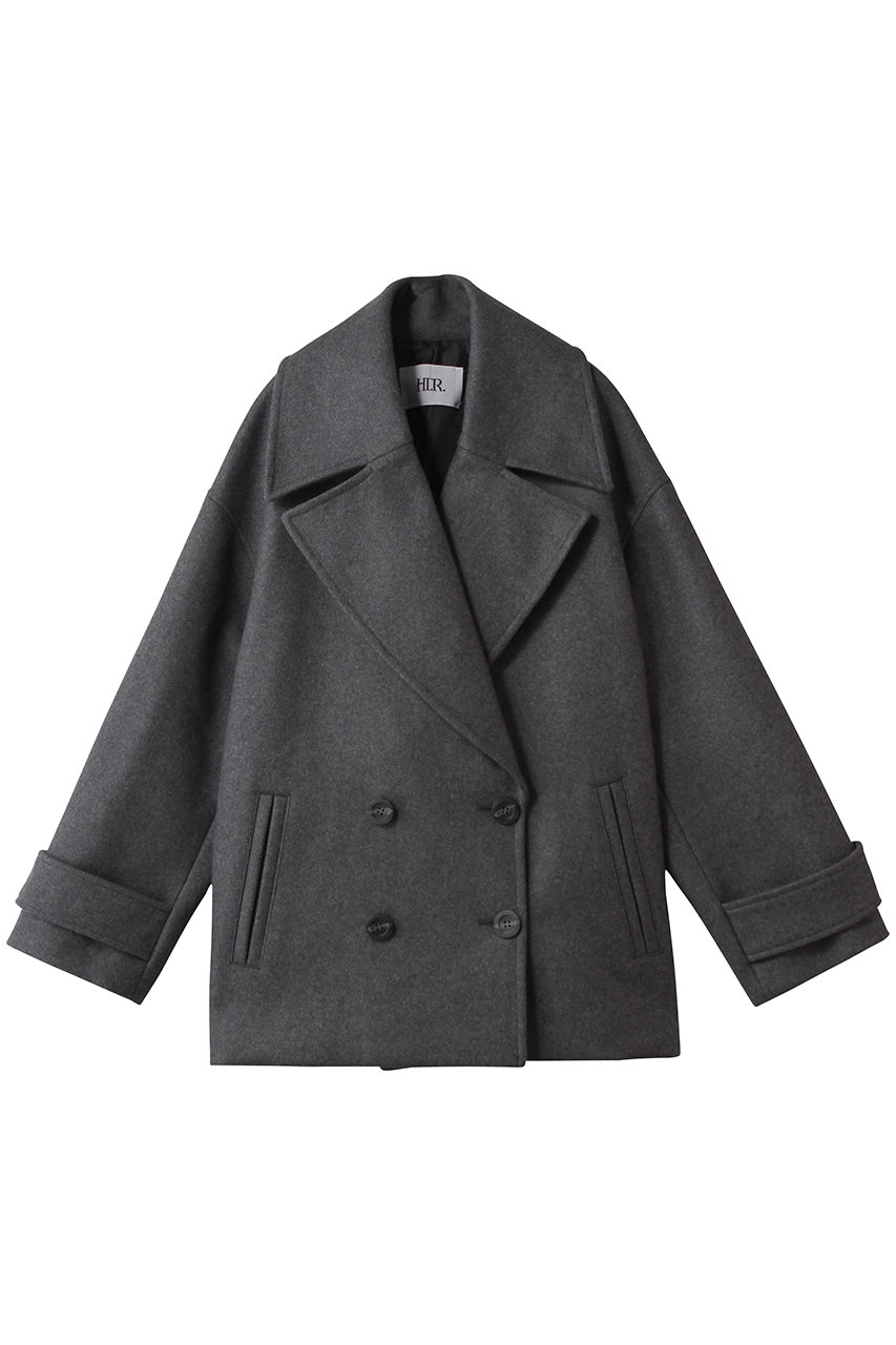 HER.(ハー)｜ビッグカラーコート/チャコールグレー の通販｜ELLESHOP