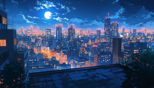 アニメの夜景 画像 - Freepikで無料ダウンロード