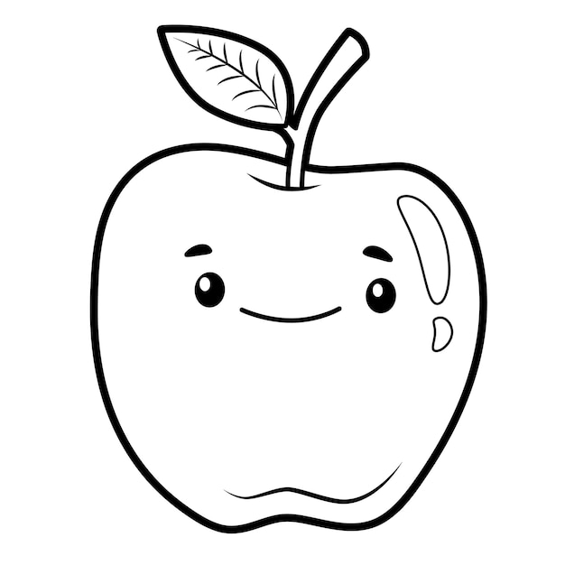Coloring book or page for kids. black and white apple | Premium Vector