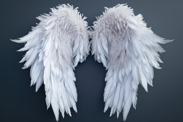 White angel wings resting on a black surface perfect for angelic