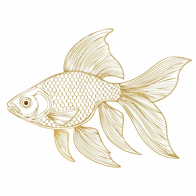 金魚 イラスト ドローイング 彫刻 インク 線画 ベクター 魚 スケッチ