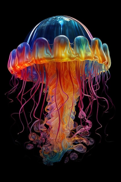 A rainbow jellyfish is a rainbow jellyfish. | Premium AI-generated