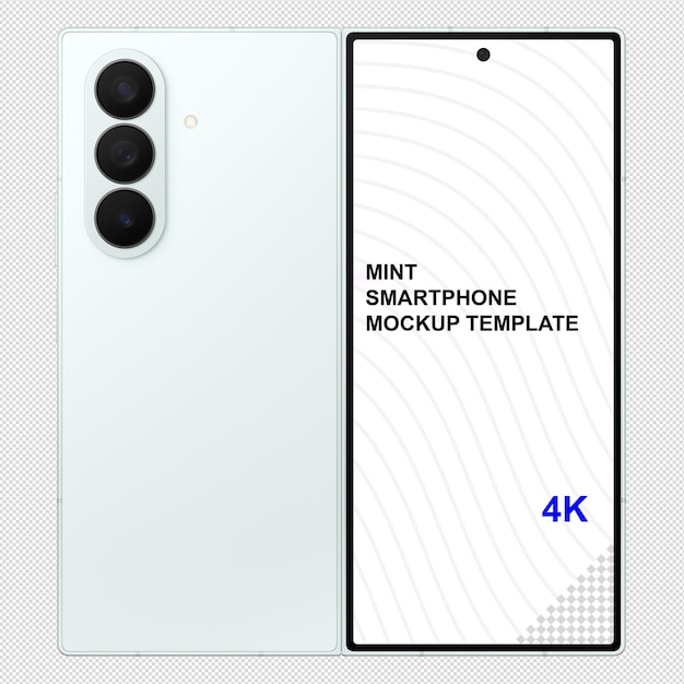 Mint mockup template of samsung galaxy z fold7 without background