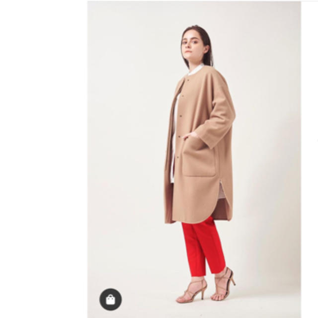 yori ウールノーカラーコート サックス コート drawer blamink yori