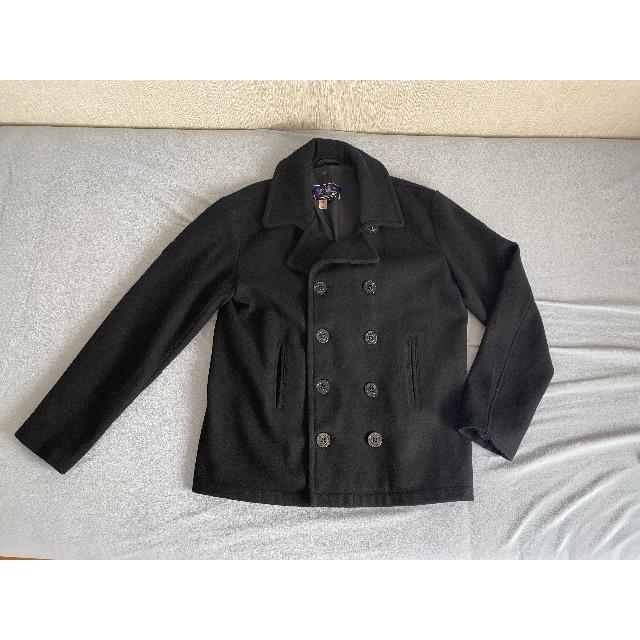 AVIREX Pコート 切替 袖レザー 牛革 ワッペン ダブル仕様 ブラック M