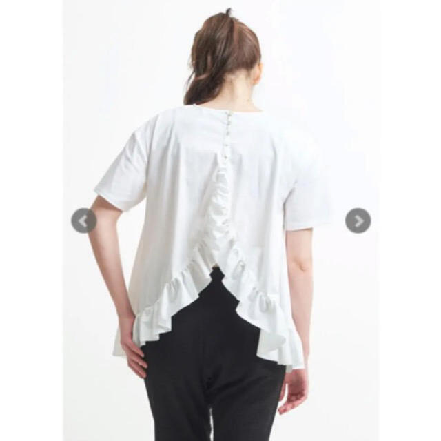 yori フリルTシャツ yori ビッグフリル襟Tシャツ ネイビー