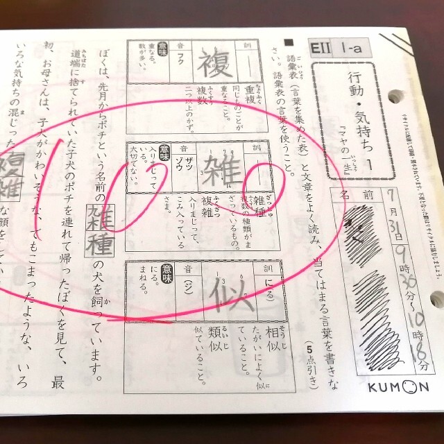 公文 国語EⅡ 1-200 欠番なし プリント 使用済み 採点用 KUMON の通販
