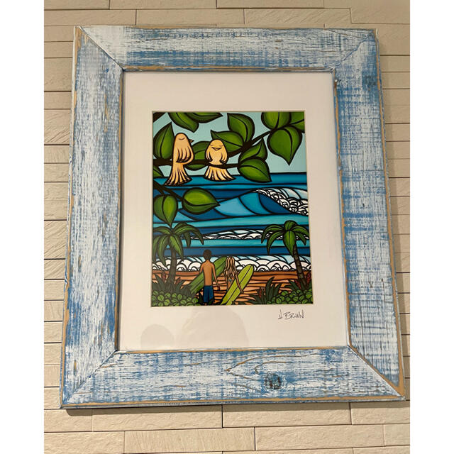 ちぃちゃん ヘザーブラウン パイン65ターコイズスクエアレモンM 額縁