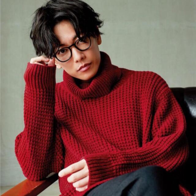 佐藤健＊ABYTS＊タートルネックワッフルニット＊赤＊REDの通販 by