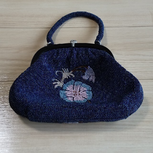 昭和レトロ アンティークビーズバッグ+手作り一点ものバッグセツトの