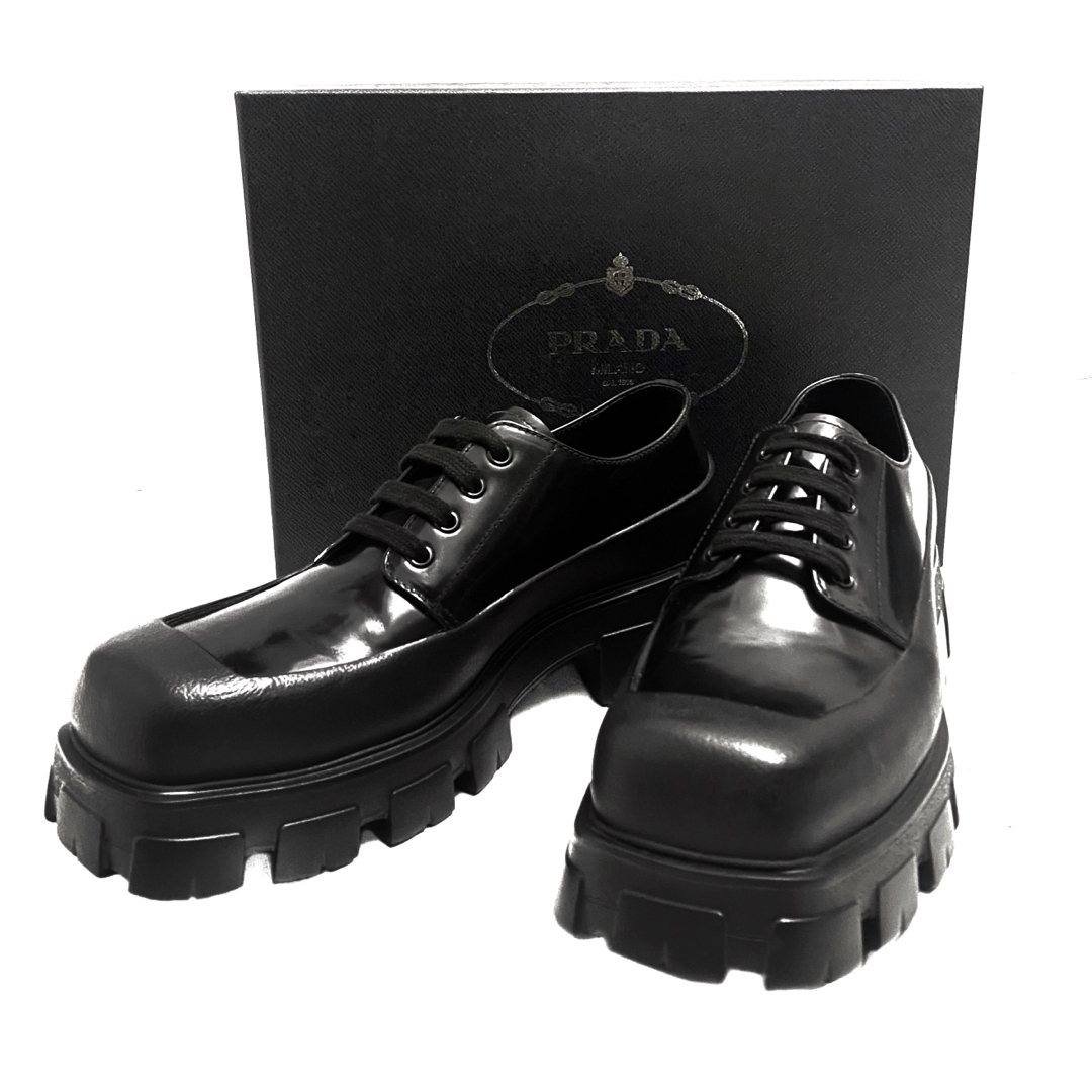 PRADA プラダ MONOLITH モノリス スクエアトゥ ダービー シューズの