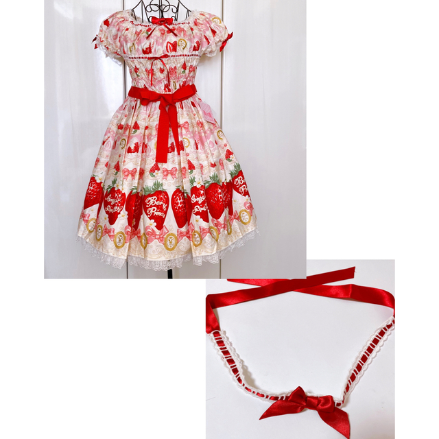 Angelic Pretty - melty berry princess ワンピース&チョーカー 2点